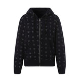 Getadme- 90s Vintage Skulls Print Black Sweatshirt Zipper Long Sleeve Autumn Hoodies Fairycore Grunge Jackets Retro Harajuku Winter Coat