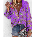 Getadme- 5XL Plus Size Tops Autumn Spring Womens Blouses New Floral Printed Stand Collar Long Sleeve Shirts Casual Chiffon Blouse Blusas