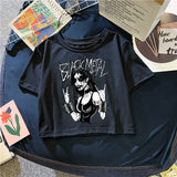 Korean style Harajuku Vintage Gothic Streetwear Women's Top Y2k Cotton Sexy Clothing Anime Kawaii T-shirt Punk Summer Short Tees