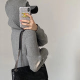 Getadme-Wool Sweater Cardigan  Hoodie Women Tops  Cashmere Korean Fashion Knitted Long Sleeve  Zipper Vintage Cardigan