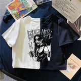 Korean style Harajuku Vintage Gothic Streetwear Women's Top Y2k Cotton Sexy Clothing Anime Kawaii T-shirt Punk Summer Short Tees