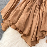 Getadme  Holiday Irregular Long Sleeve Beach dress summer Ruffle sexy Off Shoulder female high waist chic women short dresses  Sundress