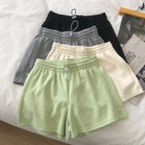 Getadme Women Shorts Solid Cotton Cozy Simple Casual Loose Hipsters Running Breathable All-match Streetwear Hot Teens Wide Leg Bottoms