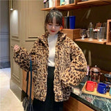Manteau court grande taille en fourrure d'agneau chaude et ample, style coréen, imprimé léopard, pour femme, collection hiver 2023.