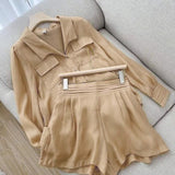 Summer Outfit For Woman 2023 Shorts Suits Long Sleeve Blouses High Waist Pants New Two Pieces Suit Ladies Holiday Jogger Sets