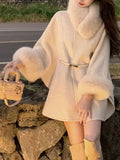 Getadme Elegant Women Woolen Coat Long Sleeve Korean Fashion Vintage Jackets Slim Solid Fairycore  New Autumn Winter Coats