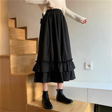 Jupes printemps/automne pour femmes, taille haute, style coréen, vintage foncé, à volants, coupe trapèze, collection étudiante 2022
