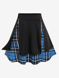 ROSEGAL Gothic Lace Up A Line Skirt For Women Godet Hem Colorful Y2K Elastic Waisted Midi Skirt Ladies Cozy Basic Bottoms 4XL