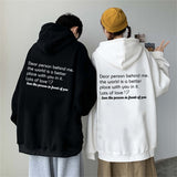 Getadme- 600g Cotton Top Quality Autumn Winter Fleece Long Sleeve Pullovers Dear Person Behind Me Hoodie Couple Family Love Romantic Gift