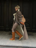 Getadme Elegant Lapel Loose Woolen Blends Double Sided Coat Women Fashion Single Breasted Long Jackets Autumn Winter Lady Overcoats
