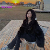 Women Faux Fur Jacket Faux-Fox Fur Coats Winter Suit Collar Warm Loose Pink Female Overcoat Clothes Korea  Women's Eco-coat