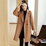 Women's Double Breasted Woollen Blazer, Vintage Coat, Long Sleeve, Office Lady, Elegant Outerwear, Fall and Winter Fashion
