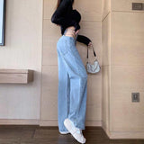 Sexy Hollow Out Chain Streetwear Jeans for Women Summer High Waist Loose Harajuku Straight Denim Pants Fashion Korean Y2K Jeans