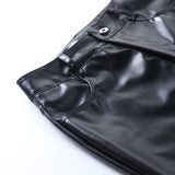 Getadme-Faux Leather PU High Waist Straight Pants Women Trousers Casual Sexy Female Autumn Pocket Button Pants Streetwear