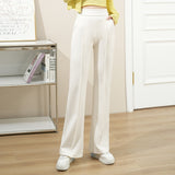 Getadme-Autumn New Flare Pants For Women Wearing High Waist Slim Elastic Pants Korean Design Feel Casual Bell-bottoms Pants