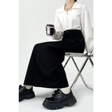 Getadme-Yasuk AllSeason Casual Soft Solid Women's Pleated Skirt Long Draped Suit Elastic Waist Dress Maxi Skirt Slim Grace Student