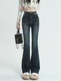 Winter Vintage Flare Jeans Women Streetwear High Waist Chic Casual Y2K Denim Pants Female Korean Style Harajuku Slim Pants 2023