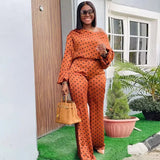 Jumpsuit Printed Polkd Dot Women Off Shoulder Long Sleeves High Waist Pants Autumn Spring Party Evening Casual Sexy Romper