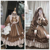 Getadme Women Kawaii Lolita Dress Lace Maid Costume Cosplay Soft Sisters Cute Sweet Dress Female Long Sleeve Party Clothes