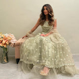 Getadme-Dubai Lace Appliques Embroidery Flower Tulle Evening Dresses A-Line Pleat Ruched Saudi Arabic Women Formal Party Prom Gown