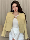 Getadme-French Chic Small Fragrance Coat Women Autumn Winter Korean Fashion Casual Slim Tweed Jacket Female Woolen Short Outerwear Top