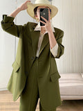 SHENGPAIAE Women Vintage Loose Suits High Street Ladies Trouser Blazer Suit Pants Evening Clothes 2023 Spring Female Set 5W449