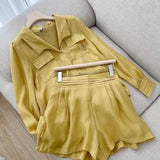 Summer Outfit For Woman 2023 Shorts Suits Long Sleeve Blouses High Waist Pants New Two Pieces Suit Ladies Holiday Jogger Sets