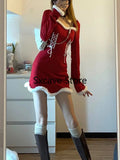 White Y2k Mini Dress Party Women Casual Fur Knit Dress Lolita Female Kawaii Clothing Vintage One Piece Dress Korean 2022 Spring