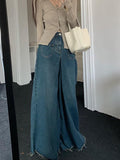 S-4XL Jeans Women Vintage Loose High Waist Elegant Streetwear Chic Wide Leg Korean Style Fashion All-match Autumn Retro New Blue