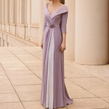 Getadme-Vintage Plus Size Mother Of The Bride Dresses A-Line Jersey Flowers 3/4 Sleeve Long Groom Mother Dresses For Weddings