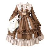 Getadme Women Kawaii Lolita Dress Lace Maid Costume Cosplay Soft Sisters Cute Sweet Dress Female Long Sleeve Party Clothes