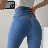 Jean évasé Getadme pour femme, pantalon skinny en denim, coupe droite, taille haute, stretch, style mom jean tendance