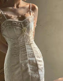 Getadme Summer Women Gorgeous Party Mermaid Prom Dress Spaghetti Strap Pearl Beading Ruffles Dress Feminine Backless Trumpet Long Dress