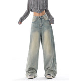 Getadme-American Vintage Y2K Wide Leg High Waist Straight Jeans Pants Women's Casual Baggy Grunge Streetwear Style Denim Trouser