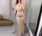 Getadme Luxury Pearls Dubai Arabic Evening Graduation Dresses with Cape Mermaid Long Formal Prom Wedding Party Gowns for Women