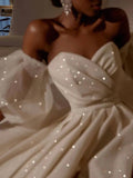 Getadme White/Ivory Split Wedding Dresses Luxury Shiny Sequins Vestidos De Novia Women Elegant Off The Shoulder Long Wedding Gowns