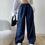 Getadme-Y2K Baggy Cargo Trousers Drawstring Hot Girl Streetwear Baggy Elastic High Waist Sweatpants Harajuku Straight Wide Leg Pants