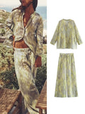 Getadme Woman Pants Sets New Fashion Print Shirts Women's Suit Summer Long Pants Casual 2 Pieces Set Womens Outfits