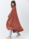 Getadme-Beach Cover Up Women Kimono Lace Trim Bohemian Swimsuit Cape Casual Solid Pareo Summer Beachwear Bathing Suits Outfits