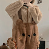 Getadme-Flannel Anime Onesie Adults Animal Pijama Pajamas Set Women Men Cosplay Halloween Cartoon Pyjama Adults Winter Bear Sleepwear