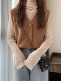 Gilet sans manches vintage pour femme, style preppy, automne, décontracté, en maille.