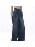 Getadme-American Vintage High Waist Oversized Jeans Pants For Women Casual Baggy Y2K Wide Leg Grunge Streetwear Blue Denim Trouser