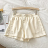 Getadme Women Shorts Solid Cotton Cozy Simple Casual Loose Hipsters Running Breathable All-match Streetwear Hot Teens Wide Leg Bottoms