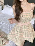 Getadme High Quality Small Fragrance Tweed Two Piece Set Women Short Jacket Coat + Sexy Dress Set Korean Fashion Sweet 2 Piece Suits