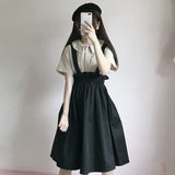 Jupes printemps/automne pour femmes, taille haute, style coréen, vintage foncé, à volants, coupe trapèze, collection étudiante 2022