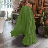Women Camisole Oversized Maxi Dresses Summer Casual Spaghetti Strap Loose Backless Big Swing Dress Women Solid Floor-length Robe