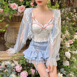 Getadme-Floral Kawaii Tank Top Women Summer White Backless Sexy Beach Sweet Cute Halter Tops Lace Print Party Korean Style Clothing