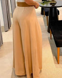 Women High Waist Ruched Wide Leg Pants Without Belt