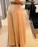 Women High Waist Ruched Wide Leg Pants Without Belt