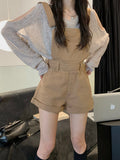 Getadme-Denim Rompers Women Vintage Casual Simple Korean Fashion Chic Streetwear College Summer Sweet All-match High Waist Preppy Style